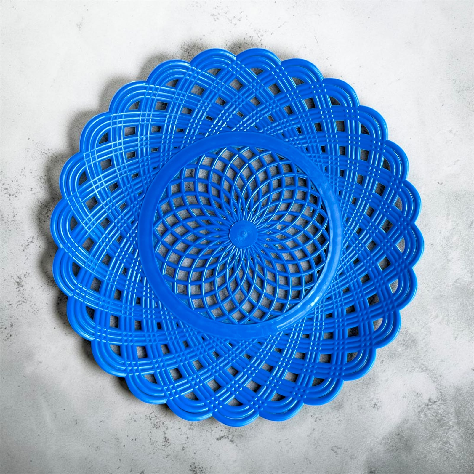 Piring Rotan Plastik Biru Tua